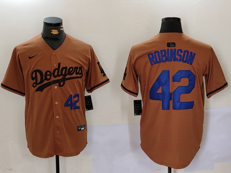 Men Los Angeles Dodgers 42 Robinson army green joint name 2024 Nike MLB Jersey style 4